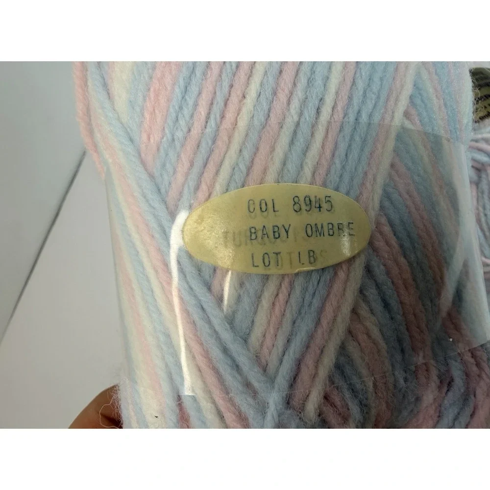 Bernat Berella 4 Knitting Worsted 100% Orlon Acrylic Baby Ombré Pink Blue Lot 2